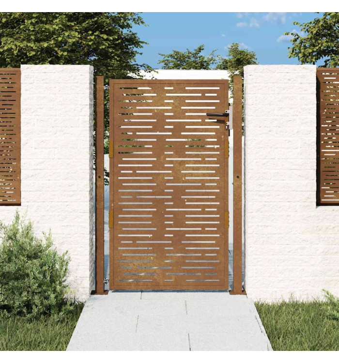 Portail de jardin 105x155 cm acier corten conception de carré | Mobilier & Déco