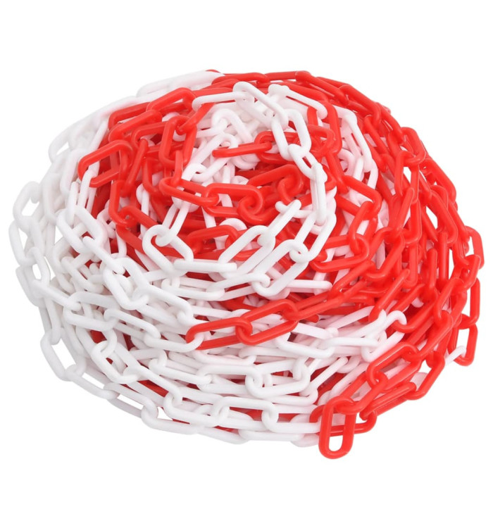 Chaîne d'avertissement Rouge et blanc 100 m Ø4 mm Plastique | Mobilier & Déco