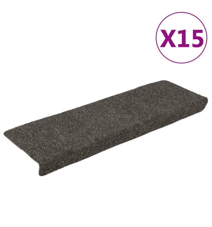 Tapis d'escalier 15 pcs tissu aiguilleté 65x21x4 cm anthracite | Mobilier & Déco
