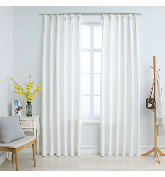 Rideaux occultants avec crochets 2 pcs Blanc cassé 140x245 cm | Mobilier & Déco