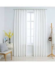 Rideaux occultants avec crochets 2 pcs Blanc cassé 140x245 cm | Mobilier & Déco