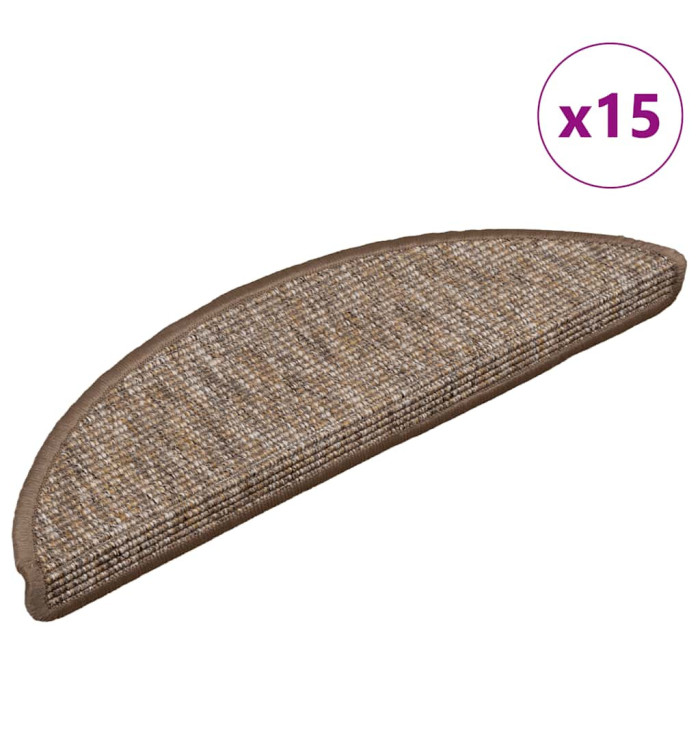Tapis d'escalier autocollants 15 pcs 56x17x3 cm Marron clair | Mobilier & Déco