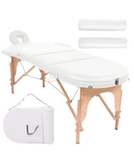 Table de massage pliable 4 cm d'épaisseur et 2 traversins Blanc | Mobilier & Déco