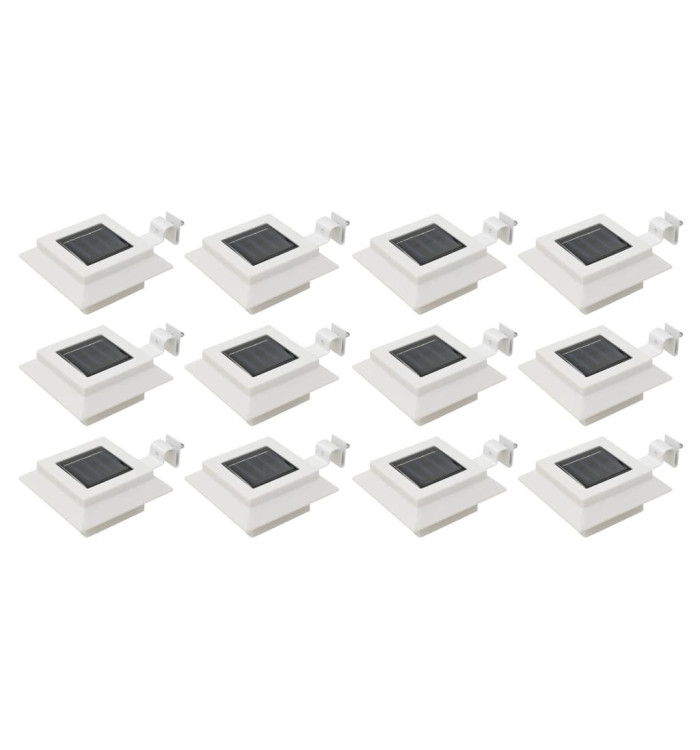 Lampes solaires à LED carrées d'extérieur 12 pcs 12 cm Blanc | Mobilier & Déco