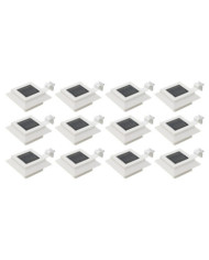 Lampes solaires à LED carrées d'extérieur 12 pcs 12 cm Blanc | Mobilier & Déco