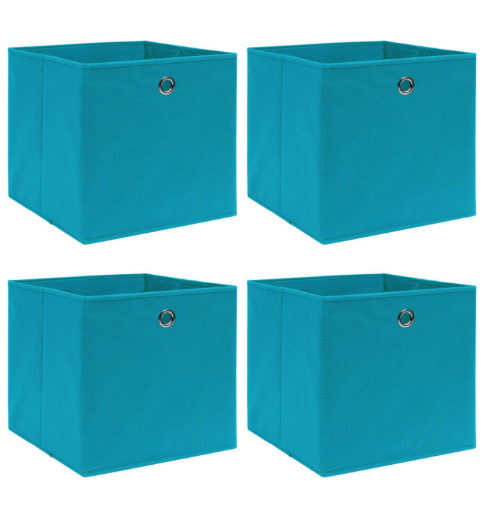 Boîtes de rangement 4 pcs Bleu azuré 32x32x32 cm Tissu | Mobilier & Déco