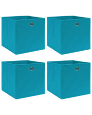 Boîtes de rangement 4 pcs Bleu azuré 32x32x32 cm Tissu | Mobilier & Déco