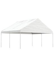Belvédère avec toit blanc 4,46x5,88x3,75 m polyéthylène | Mobilier & Déco
