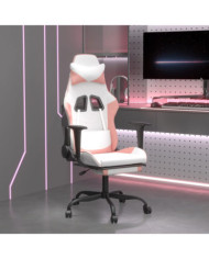 Chaise de jeu avec repose-pied Blanc et rose Similicuir | Mobilier & Déco