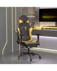 Chaise de jeu avec repose-pied Noir et doré Similicuir | Mobilier & Déco