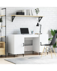 Bureau Blanc brillant 140x50x75 cm Bois d'ingénierie | Mobilier & Déco