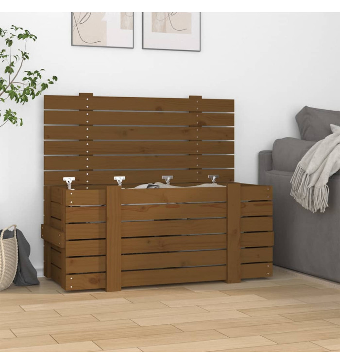 Boîte de rangement Marron miel 91x40,5x42 cm Bois massif pin | Mobilier & Déco