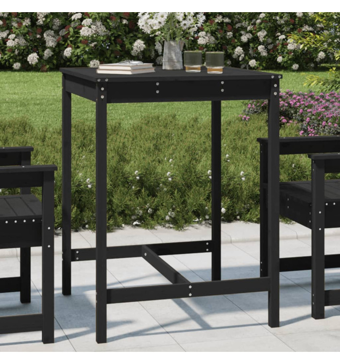 Table de jardin noir 82,5x82,5x110 cm bois massif de pin | Mobilier & Déco