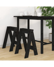Tabourets lot de 2 noir 40x40x60 cm bois massif de pin | Mobilier & Déco
