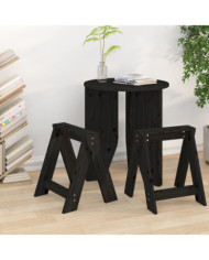 Tabourets lot de 2 noir 40x40x45 cm bois massif de pin | Mobilier & Déco