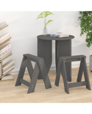 Tabourets lot de 2 gris 40x40x45 cm bois massif de pin | Mobilier & Déco