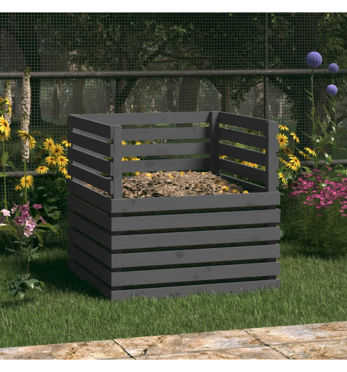 Composteur Gris 80x80x78 cm Bois massif de pin | Mobilier & Déco