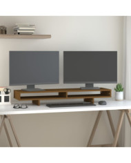 Support de moniteur Marron miel 100x27x14 cm Bois de pin solide | Mobilier & Déco