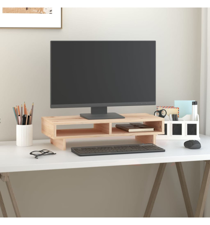 Support pour moniteur 60x27x14 cm Bois de pin solide | Mobilier & Déco