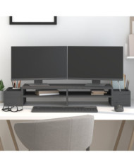 Support de moniteur Gris 100x27,5x15 cm Bois de pin solide | Mobilier & Déco