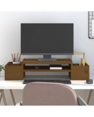 Support de moniteur Marron miel 70x27,5x15cm Bois de pin solide | Mobilier & Déco
