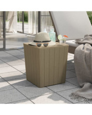 Table de jardin avec couvercle amovible marron polypropylène | Mobilier & Déco