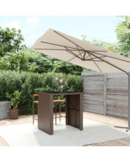 Table de bar et dessus en verre marron 105x80x110 cm poly rotin | Mobilier & Déco