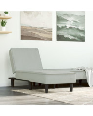 Chaise longue gris clair velours | Mobilier & Déco