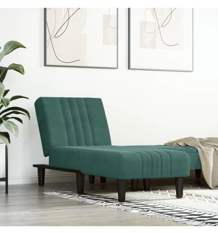 Chaise longue vert foncé velours | Mobilier & Déco
