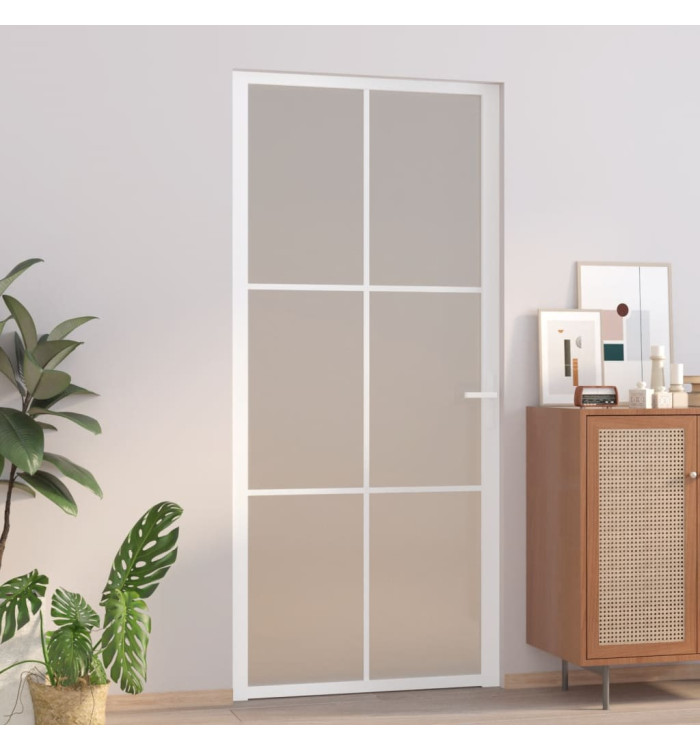 Porte intérieure 93x201,5 cm Blanc Verre mat et aluminium | Mobilier & Déco