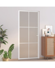 Porte intérieure 93x201,5 cm Blanc Verre mat et aluminium | Mobilier & Déco