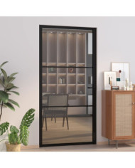 Porte intérieure 102,5x201,5 cm Noir Verre ESG et aluminium | Mobilier & Déco