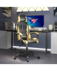 Chaise de jeu pivotante Noir et doré Similicuir | Mobilier & Déco