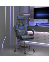Chaise de jeu pivotante et repose-pied Noir et bleu Similicuir | Mobilier & Déco