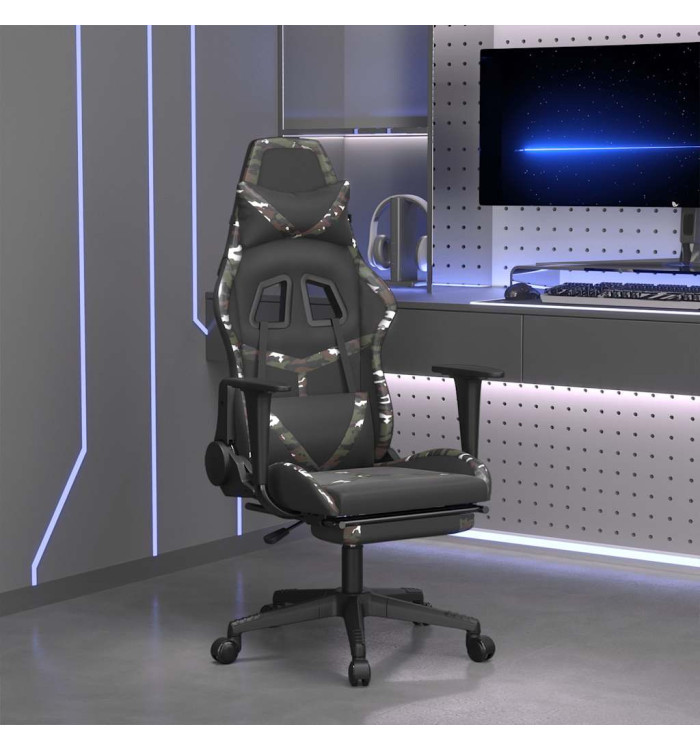 Chaise de jeu de massage repose-pied NoiretCamouflage Similicuir | Mobilier & Déco