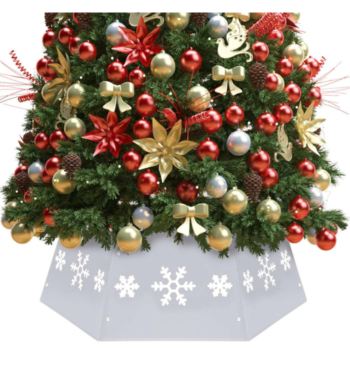 Jupe de sapin de Noël Argenté et blanc Ø68x25 cm | Mobilier & Déco