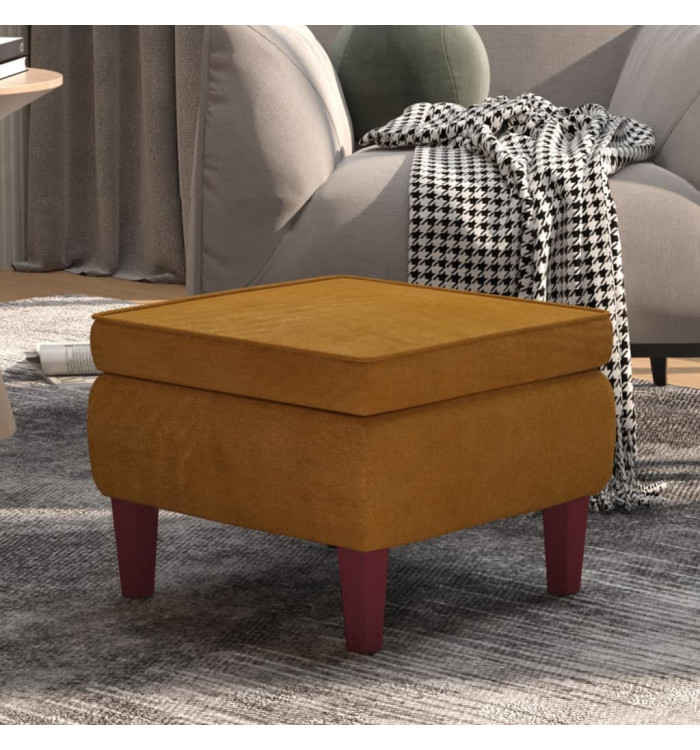 Tabouret avec pieds en bois Marron Velours | Mobilier & Déco
