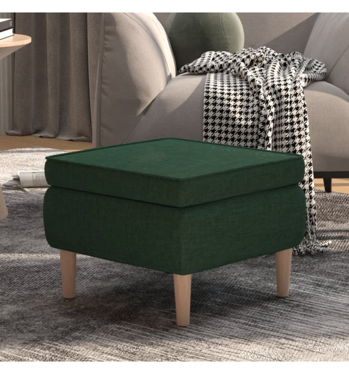 Tabouret avec pieds en bois Vert foncé Tissu | Mobilier & Déco