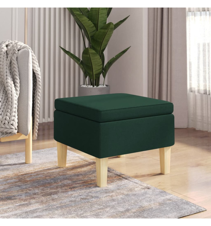 Tabouret avec pieds en bois Vert foncé Tissu | Mobilier & Déco