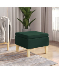Tabouret avec pieds en bois Vert foncé Tissu | Mobilier & Déco