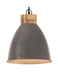 Lampe suspendue industrielle Gris Fer et bois solide 35 cm E27 | Mobilier & Déco