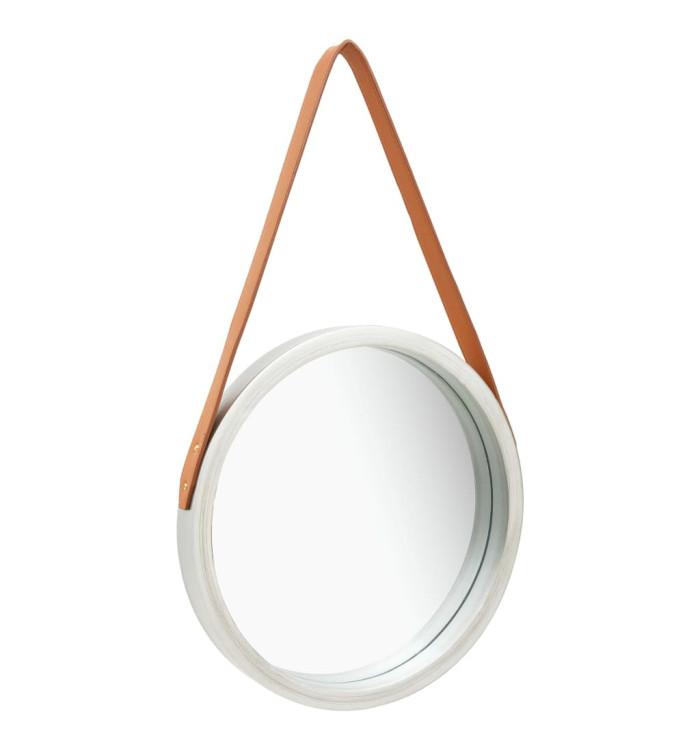 Miroir mural avec sangle 40 cm Argenté | Mobilier & Déco