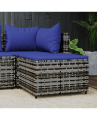 Repose-pied de jardin avec coussin Gris Résine tressée | Mobilier & Déco