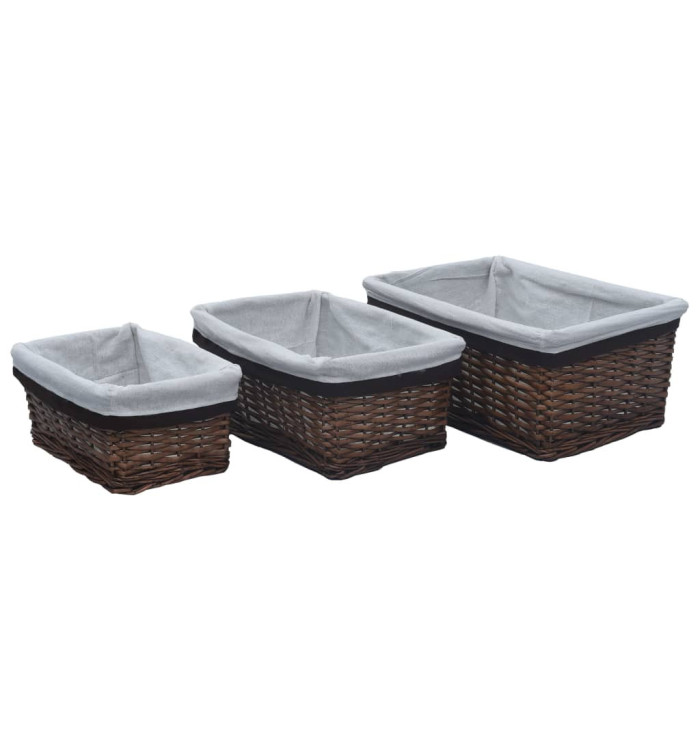 Ensemble de paniers gigognes 3 pcs Marron Saule | Mobilier & Déco