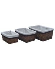Ensemble de paniers gigognes 3 pcs Marron Saule | Mobilier & Déco
