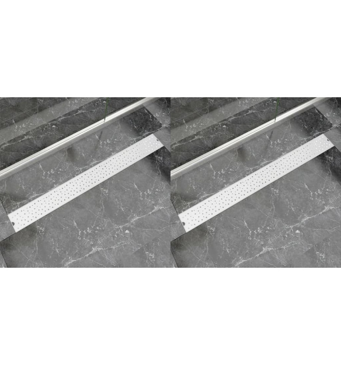Drain de douche linéaire 2 pcs 1030 x 140 mm Acier inoxydable | Mobilier & Déco