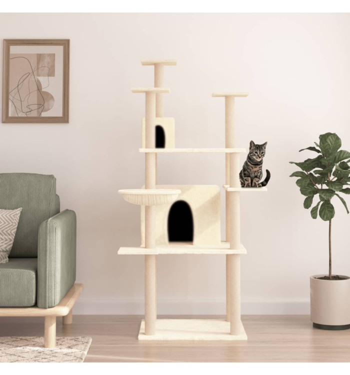 Arbre à chat avec griffoirs en sisal Crème 166 cm | Mobilier & Déco