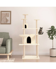 Arbre à chat avec griffoirs en sisal Crème 166 cm | Mobilier & Déco