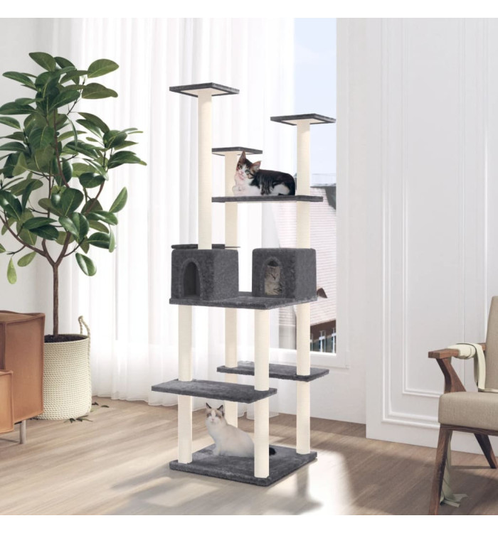 Arbre à chat avec griffoirs en sisal Gris foncé 167 cm | Mobilier & Déco