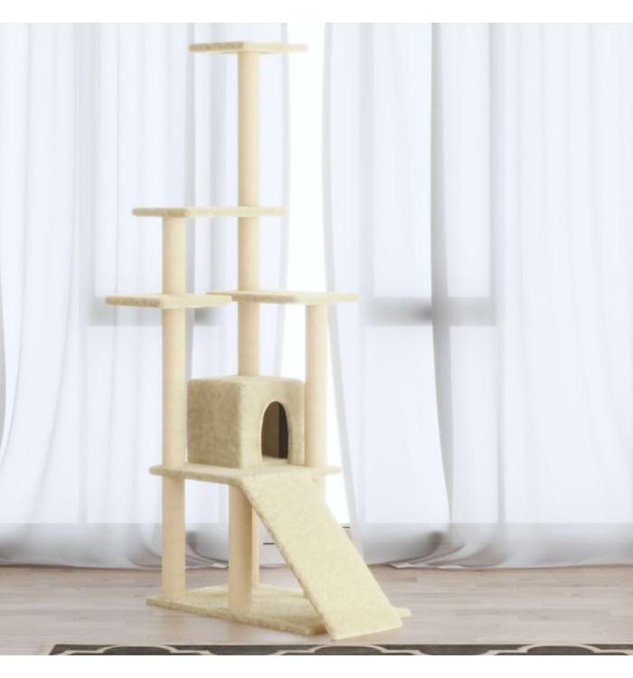 Arbre à chat avec griffoirs en sisal Crème 155 cm | Mobilier & Déco